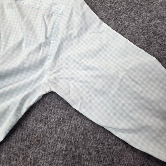 Vineyard Vines Shirt Mens Large Blue Gingham Slim Fit Whale Embroidered Logo - Picture 8 of 10
